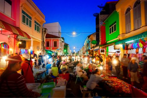 The Thalang Road Night Market at Phuket's Old Town