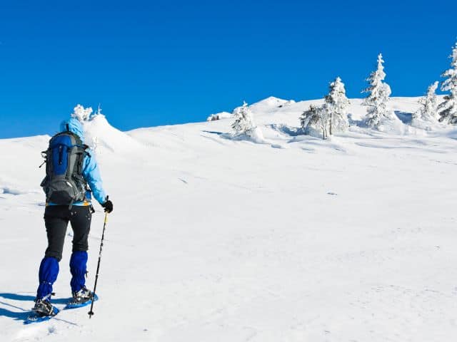 Snowshoeing in the winter in Yellowstone