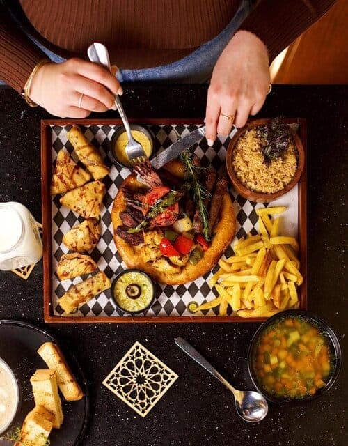 A picture of a food tray made by Ralph’s German Bakery in Cairo Egypt 