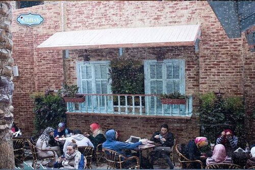 A part of the seating area at Oldish restaurant in Cairo Egypt 