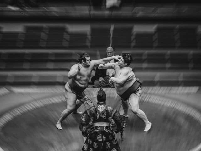 A classic sumo match in Japan