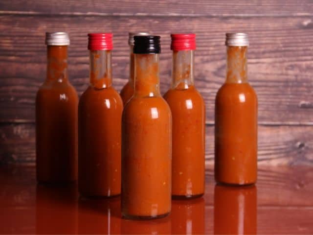 Several bottles of local hot sauce