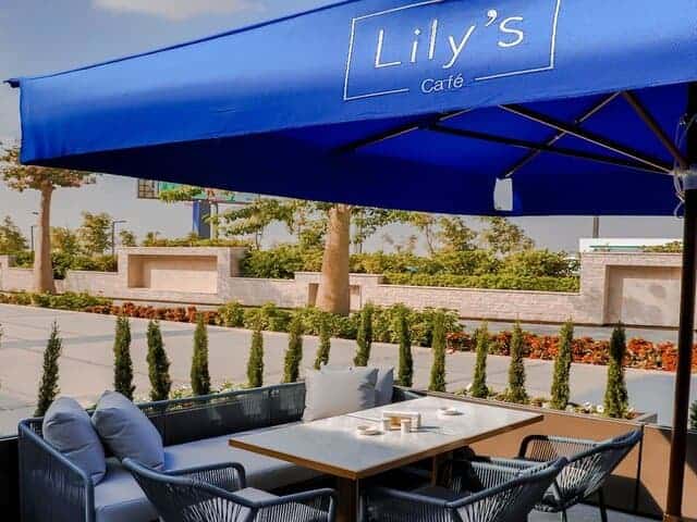 A picture of the outdoor area of Lily’s Café in Egypt.