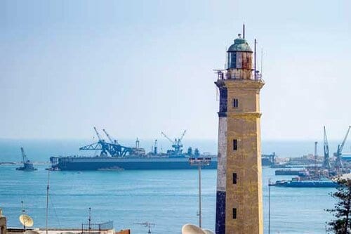 A picture of Port Said Lighthouse in Port Said in Egypt during daylight 