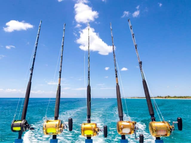 Fishing rods on a boat