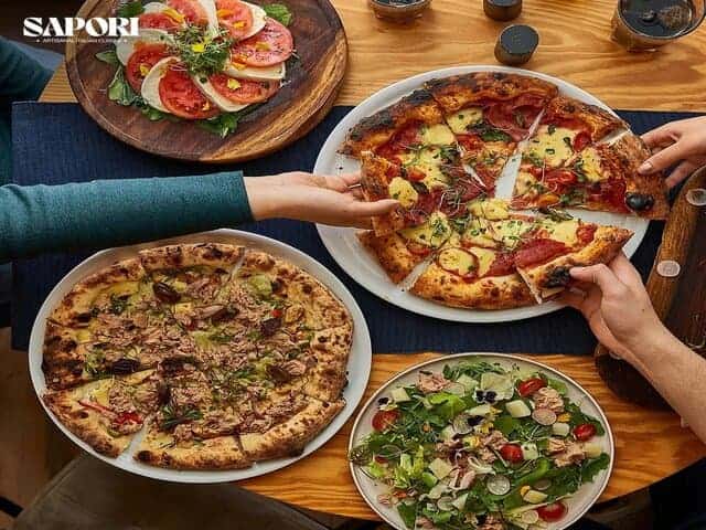 A picture of two pizzas at Sapori restaurant in Cairo, Egypt.
