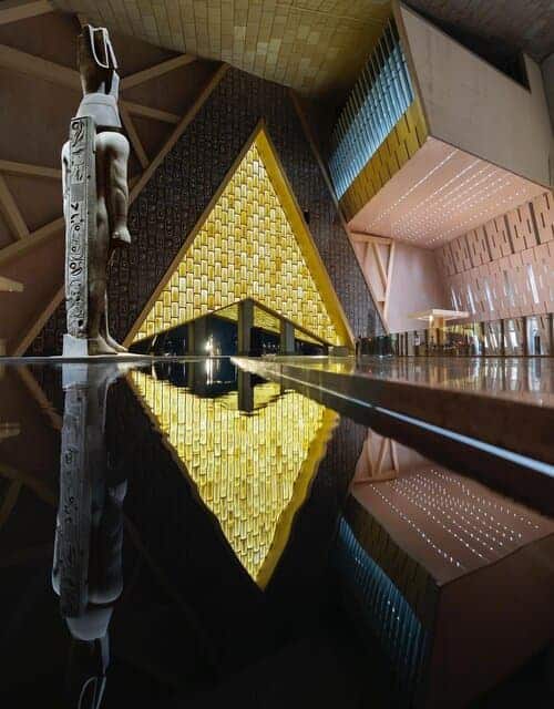 A picture inside of the Grand Egyptian Museum in Egypt.
