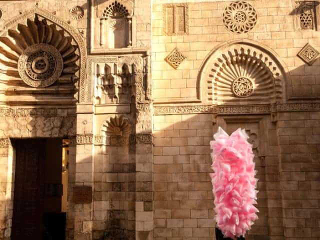 A man selling cotton candy at Khan el-Khalili in Egypt.