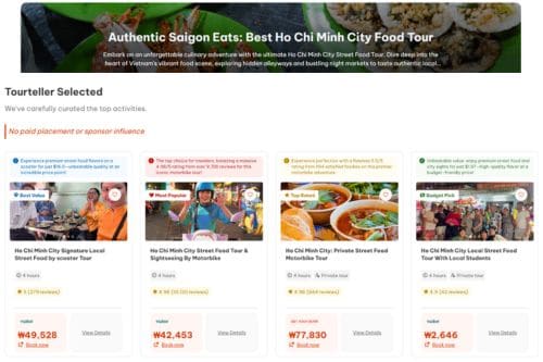 TourTeller tour price comparison for Vietnam