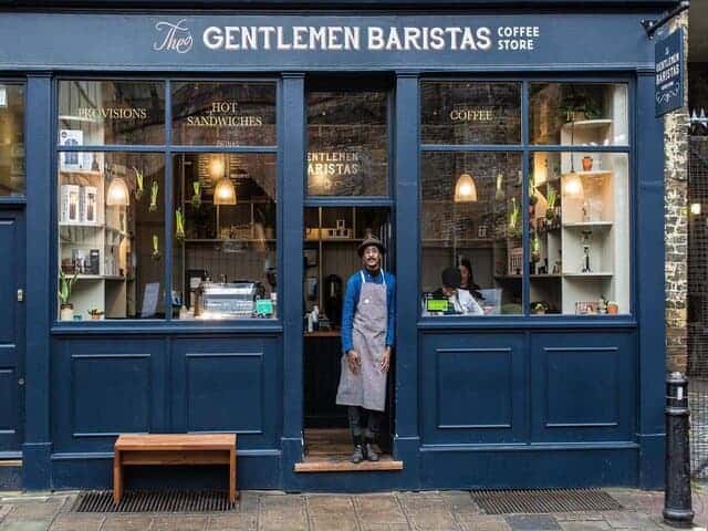 A picture outside of The Gentleman Baristas cafe in London.