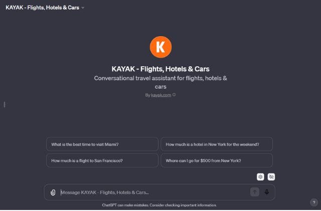 KAYAK - Flights, Hotels & Cars GPT