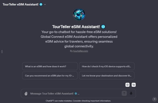 TourTeller eSIM Assistant GPT