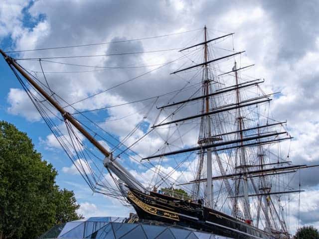 A picture outside of the Cutty Sark in London.