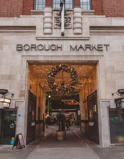 A picture outside of Borough Market in London.