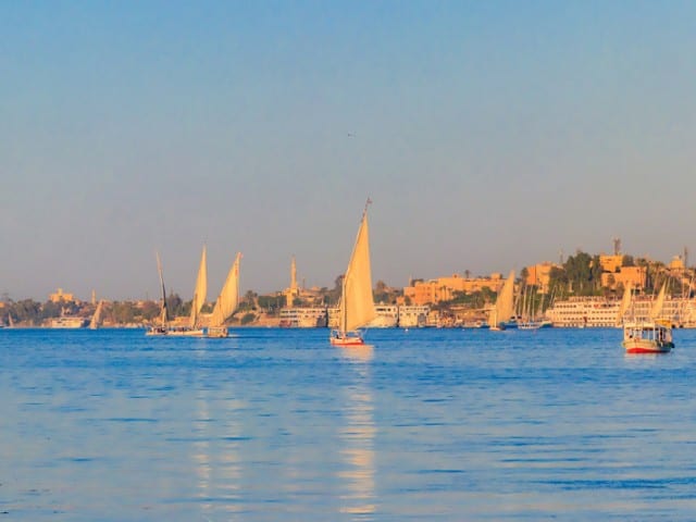 A picture of a felucca going on a ride in the Nile in Egypt.