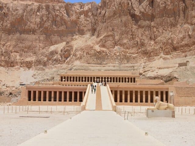 A picture outside of Hatshepsut Temple in Luxor, Egypt.