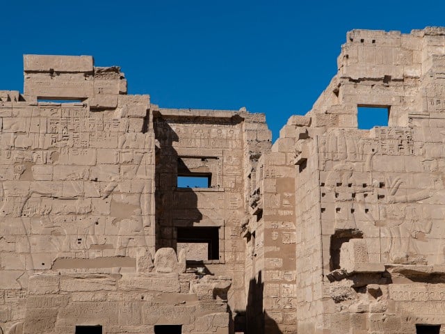 A picture of a part of Medinet Habu in Luxor, Egypt.