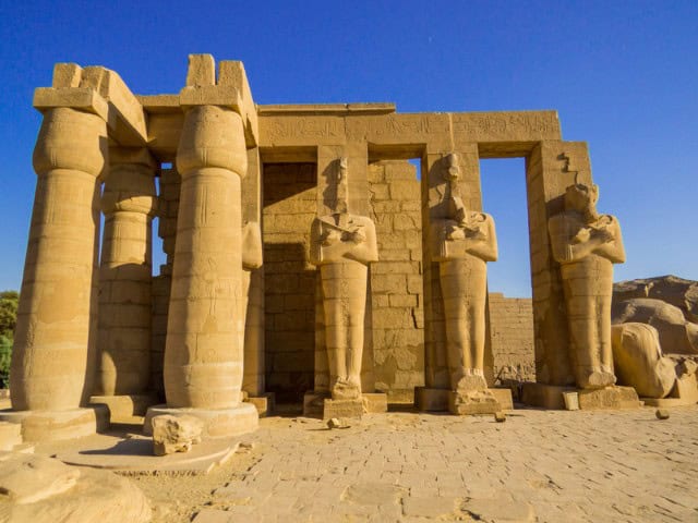 A picture outside of Ramesseum in Luxor, Egypt.