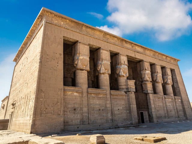 A picture outside of Temple of Hathor at Dendera Temple Complex in Luxor, Egypt.