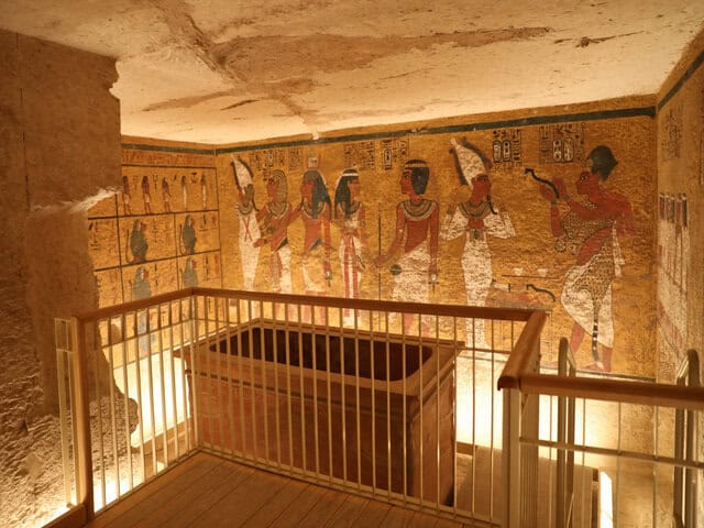 A picture inside of Tomb of Tutankhamun in Luxor, Egypt.