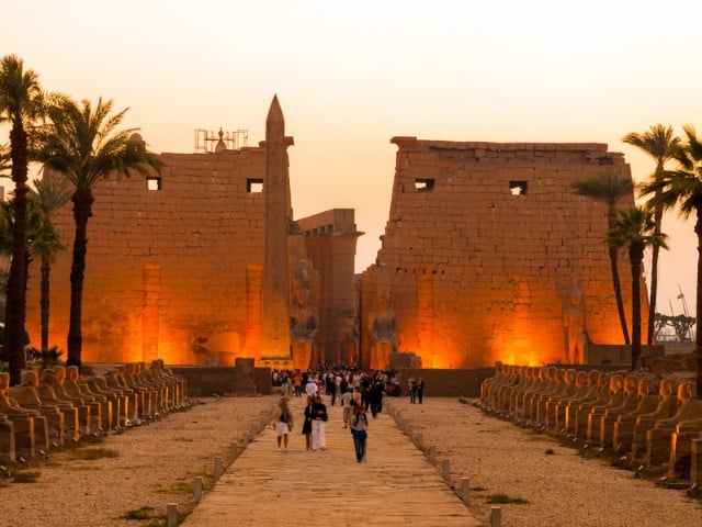 A picture of the Sound and Light Show at Karnak Temple in Luxor, Egypt.