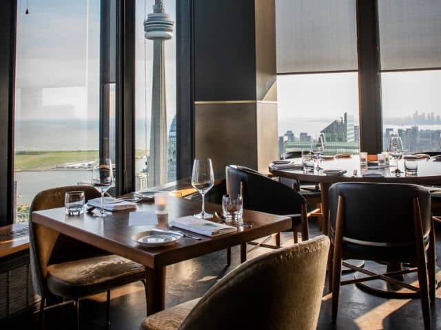 A picture of the tables inside of Canoe Restaurant and Bar in Toronto, Canada.