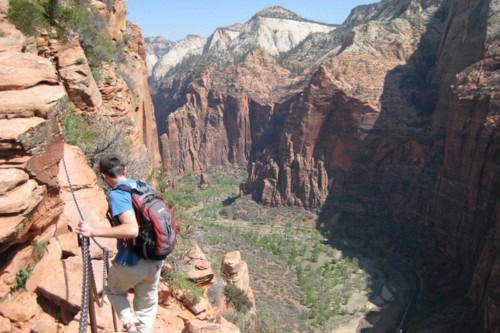 Angels Landing hiker at Zion National Park