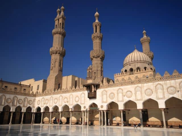 A picture inside of Al Azhar Mosque in Cairo, Egypt.