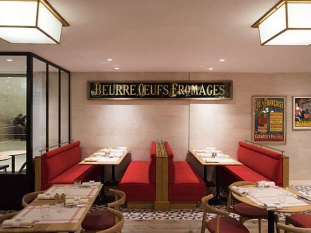 A picture inside of Bistrot Benoit restaurant in Paris, France.