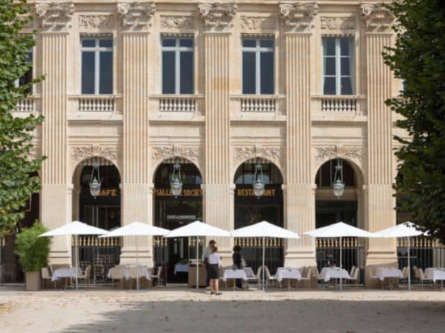 A picture outside of Le Grand Véfour restaurant in Paris, France.