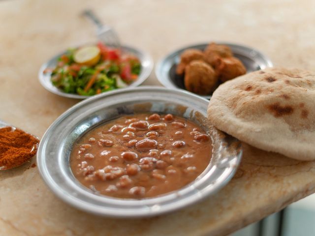 A picture of a dish filled with fuul in Egypt.