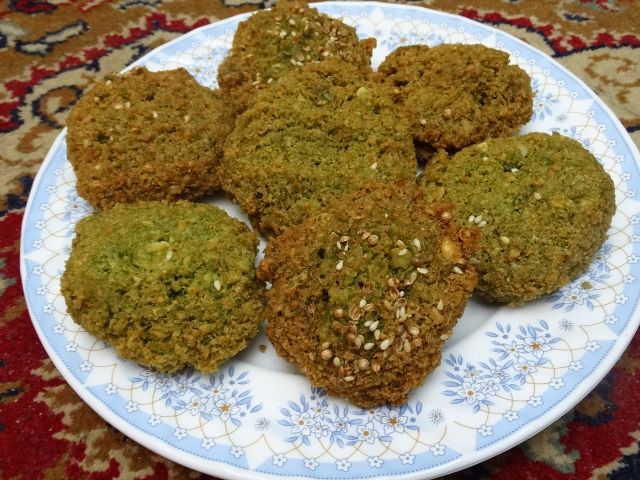 A plate filled with taameya which is served in Egypt.