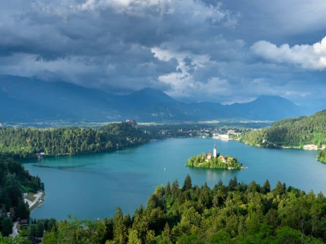 A picture of Lake Bled in Slovenia.