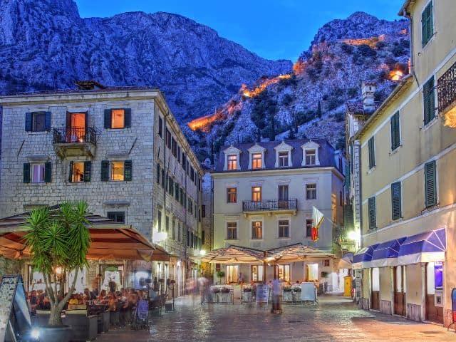 A picture of the streets inside of Kotor, Montenegro.