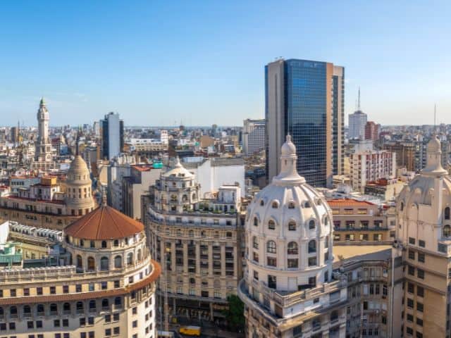 An aerial picture of downtown Buenos Aires in Argentina.