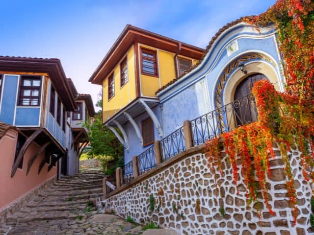 A picture of some colorful buildings in Plovdiv, Bulgaria.