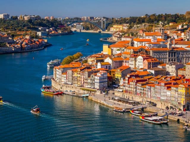 An aerial picture of the city of Porto in Portugal.