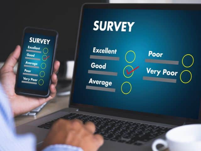 A picture of a survey on a laptop screen.