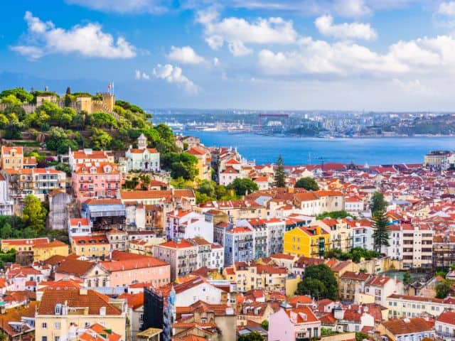 A picture of a skyline view in Lisbon, Portugal.