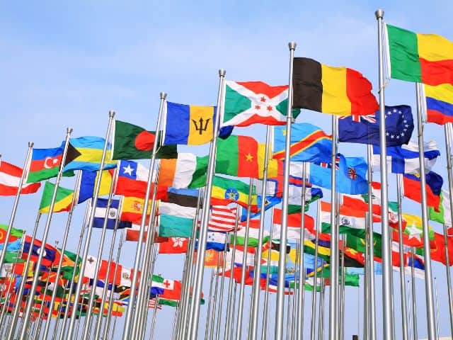 A picture of the flags of several different countries.