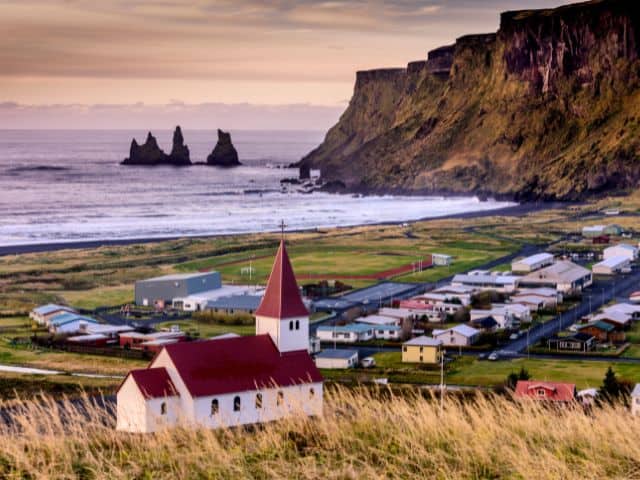 A picture of the village of Vik in Iceland. sustainable travel destinations.