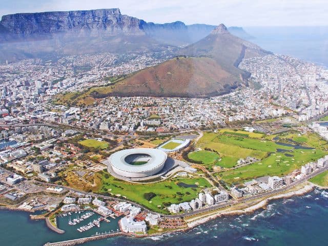 An aerial view of Cape Town in South Africa.