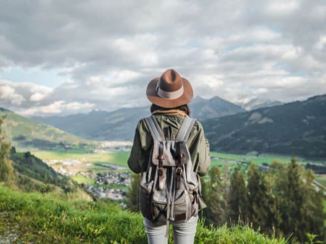 A picture of a woman traveling in Austria.