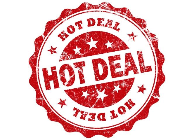 A picture of the words "hot deals" written on a stamp.