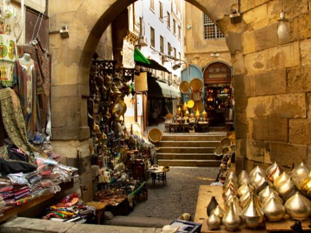 A picture of Khan Al-Khalili in Cairo.