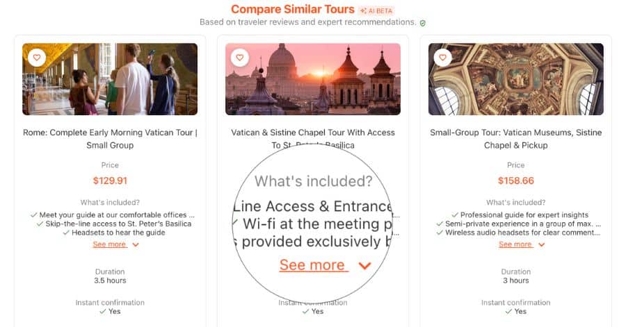 Vatican Tours Inclusions Highlighted